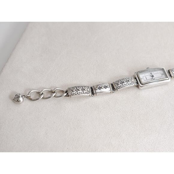Brighton Aspen Watch Silver Plated Etched Toggle Clasp 7-8" Adjustable Works - Picture 4 of 6